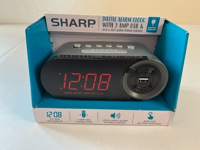 Sharp Digitaler Wecker Mit USB-Schnellladung – Weißes LED-Display, Praktisch Für Nachtisch & Büro