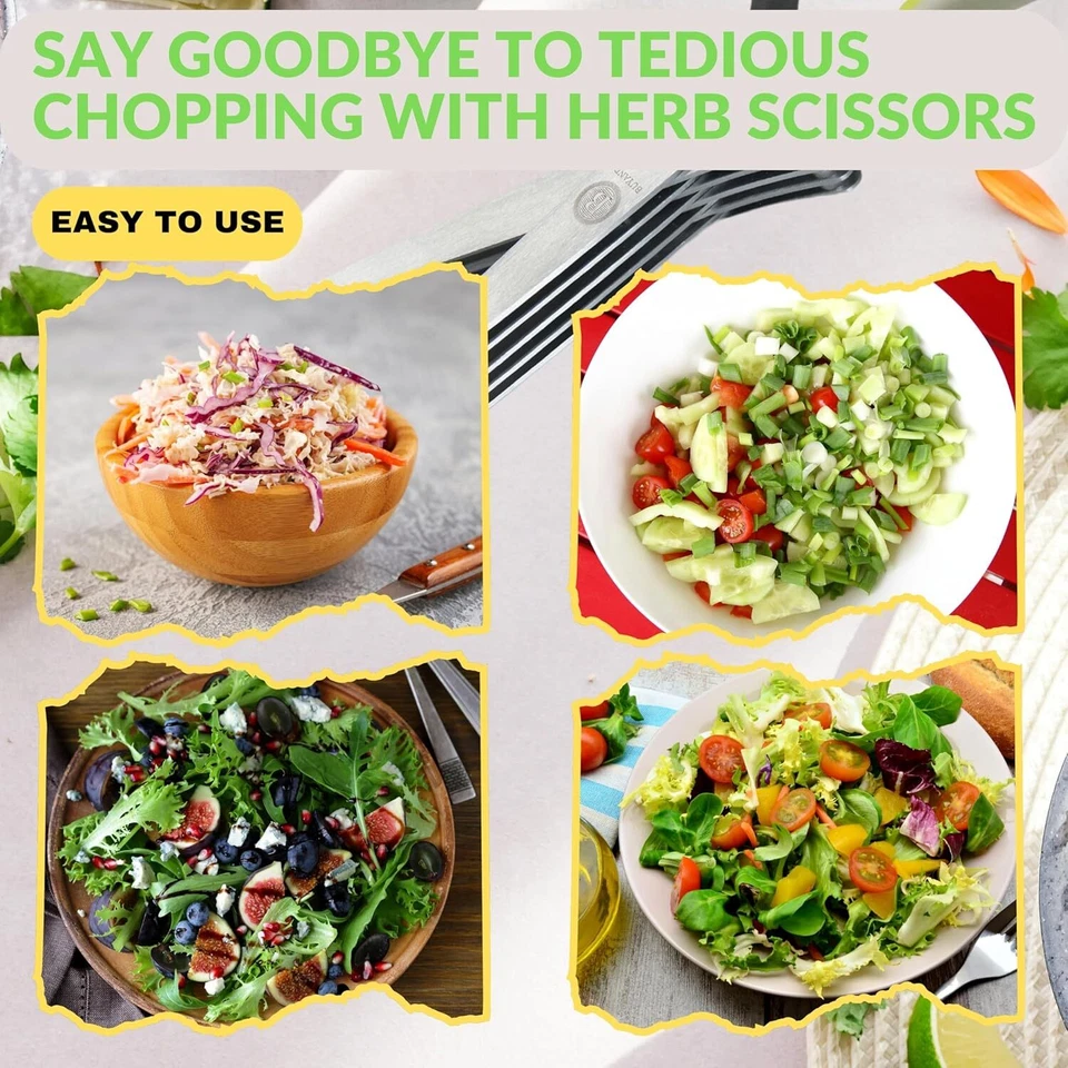 Stainless Steel 5 Blade Professional Shredding Scissors Sharp Herb Kitchen Tool - Image 4 of 4