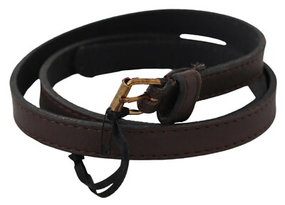 MILA SCHON Leather Buckle Belt Women Brown Belts Mila Schön Belt Dark Brown Genuine Leather Skinny Fashion  main image 3