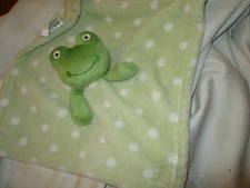 RN 119741 Green White Polka Dot Frog Security Blanket Lovey 14"