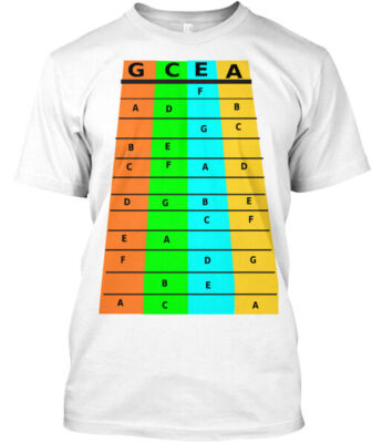 Ukulele Notes T-Shirt Made in the USA Size S to 5XL
