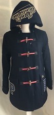 #pauls Boutique Navy Duffle Coat Size Medium Embelished Logo Embroidery Bnwt