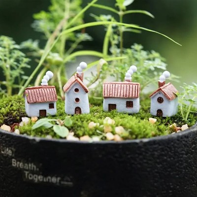 Mini Resin House Set für Heißraum-Dekoration kreative Pflanzenlandschaft