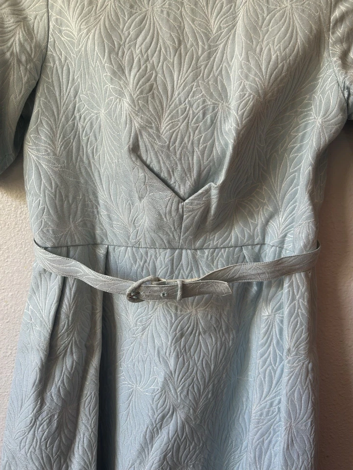 Vestido flare acolchoado floral vintage anos 60 tamanho 7 forrado com cinto Jackie Kennedy LEIA - Imagem 2 de 4