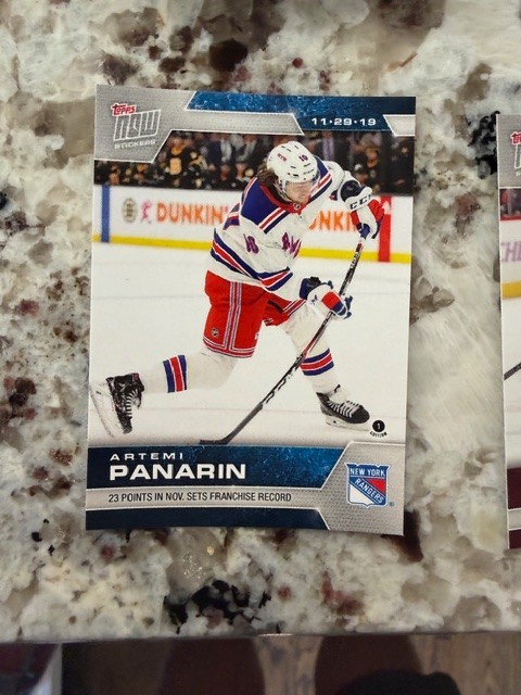 2019-20 TOPPS NOW NHL STICKER WEEK 9 NEW YORK RANGERS ARTEMI PANARIN #76 23 PTS