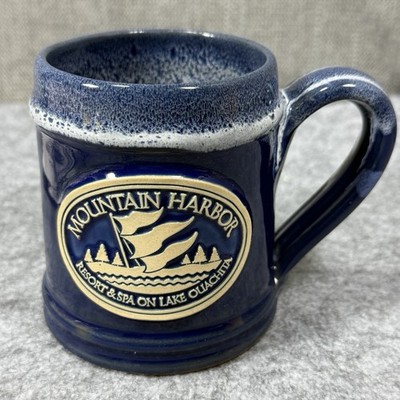 Deneen Pottery Mountain Harbor Lake Ouacha Mug 4'' Handthrown US 2007 Ceramic Cup