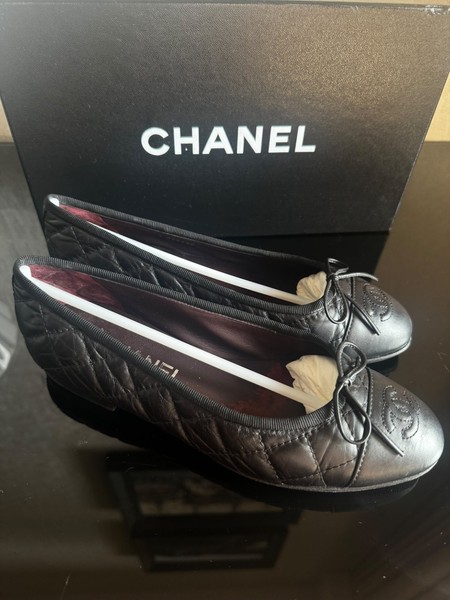 Authentic Chanel Aged Calfskin Ballet Flats