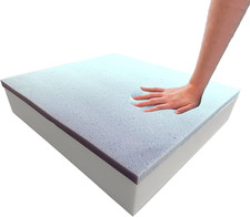 4" X 22" X 22" Cooling Gel-Infused Memory Foam Cushion, High Density, Square Sea