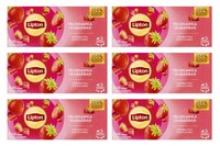 Lipton FrüChtetee Erdbeere & Rhabarber 6X 20 Teebeutel - Tee Koffeinfrei
