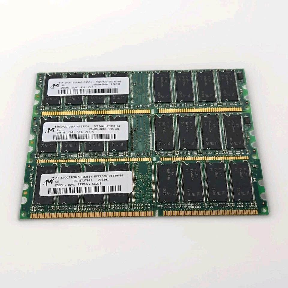 Micron RAM 256 MB x 3 (Total 768MB) DDR PC2700 Desktop RAM 333MHz Memory - Image 4 of 4