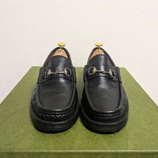GUCCI Women's Loafers Horsebit Leather Dress Shoes Size:37(JP:23.5) 134314K Auth