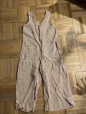 Beach Lunch Lounge Women  s Red Striped Linen Blend Jumpsuit Size Medium