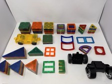 Magformers Magnetic Tiles Building Lot 134 Pieces w Wheels Squares Triangles