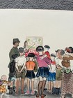 Old Japanese woodblock print of a soldier and students by Wada Sanzo — photo 5