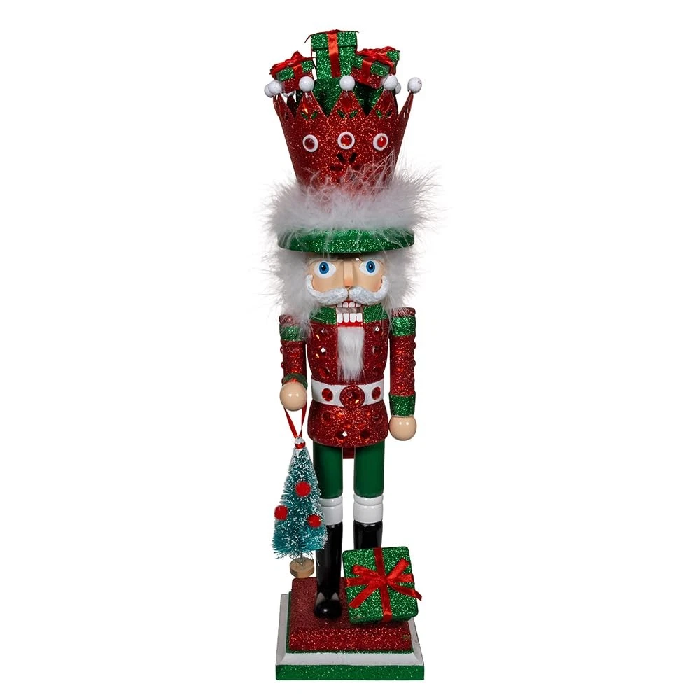 Kurt Adler 18" Hollywood Nutcracker, Red & Green with Presents and Crown