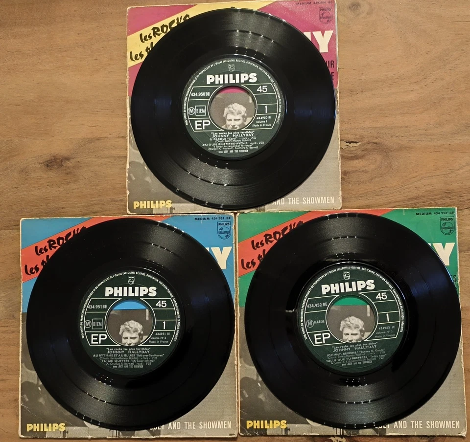 3 VINYLES 45 TOURS LES ROCKS LES PLUS TERRIBLES DE JOHNNY HALLYDAY - Photo 3/4
