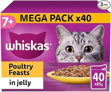 Whiskas 7+ Poultry Feasts Mixed Senior Wet Cat Food Pouches in Jelly 120 x 85g 4.45 per kilo