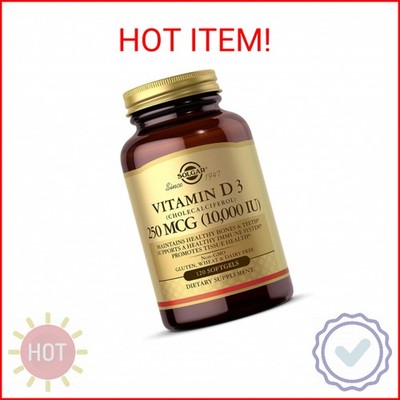 Solgar Vitamin D3 (Cholecalciferol) 250 MCG (10,000 IU), 120 Softgels - Helps Ma