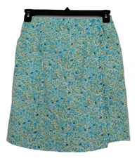 Blast Women's Sz M Vintage 80's Style Cotton Blue/Green Floral Shorts/Skirt