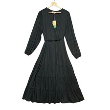 Boden Black Multi Tiered Wrap Maxi Dress D0579 Long Sleeve Jersey Women's 16-18R