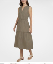 Lands' End Women's Lyocell Tiered Midi Dress, Tan, Size M