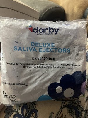 Darby Dental Deluxe Saliva Ejector Tips Blue Pack of 100 Tips NEW Sealed P5