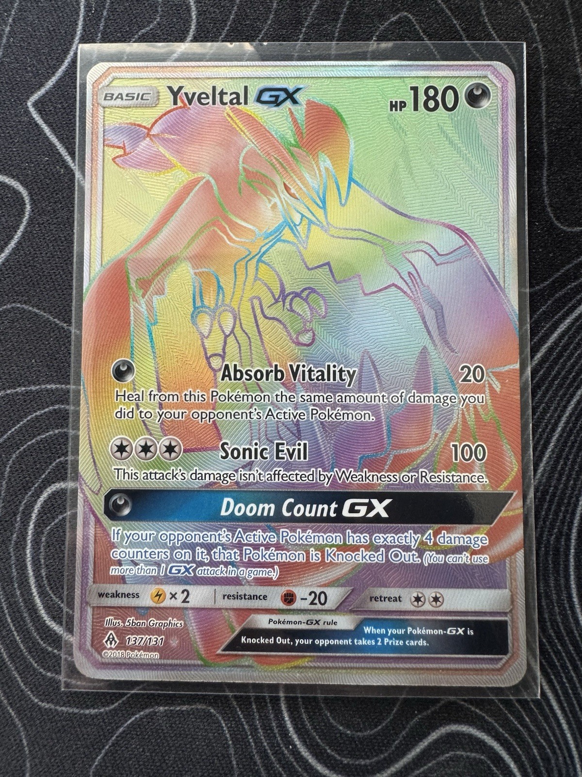 Pokémon Yveltal GX 137/131 SM-Forbidden Light Secret Rare Full Art Holo 180 HP