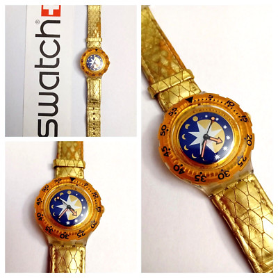 Swatch Scuba Used Golden Island SDK112 1993 Vintage Wrist Watch 90s