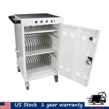 35Device Mobile Charging Cart Cabinet Storage For Chromebook Tablet Laptop White