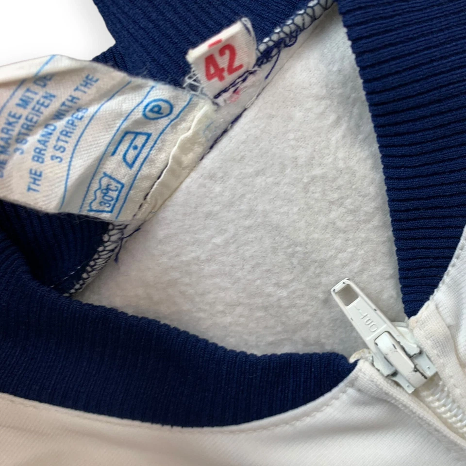 adidas vintage Jacke Gr. 42 L Damen 80er Trainingsjacke weiß blau oldschool AJ7 - Bild 4 von 4