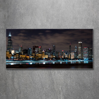 Wandbild aus Plexiglas  Druck auf Acryl 120x60 Chicago bei Nacht