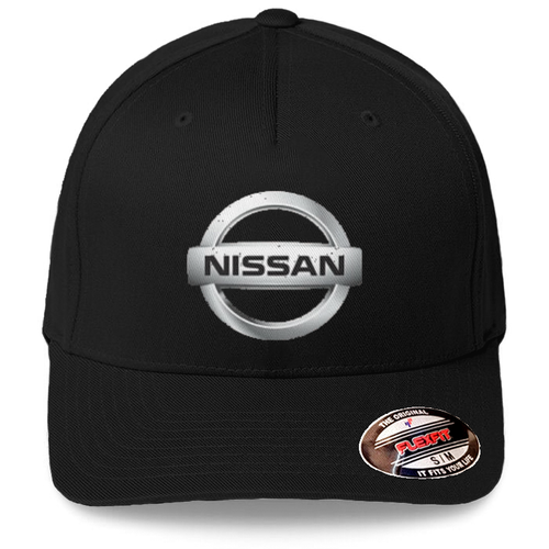 Nissan Logo on Black Flexfit Brand Hat 