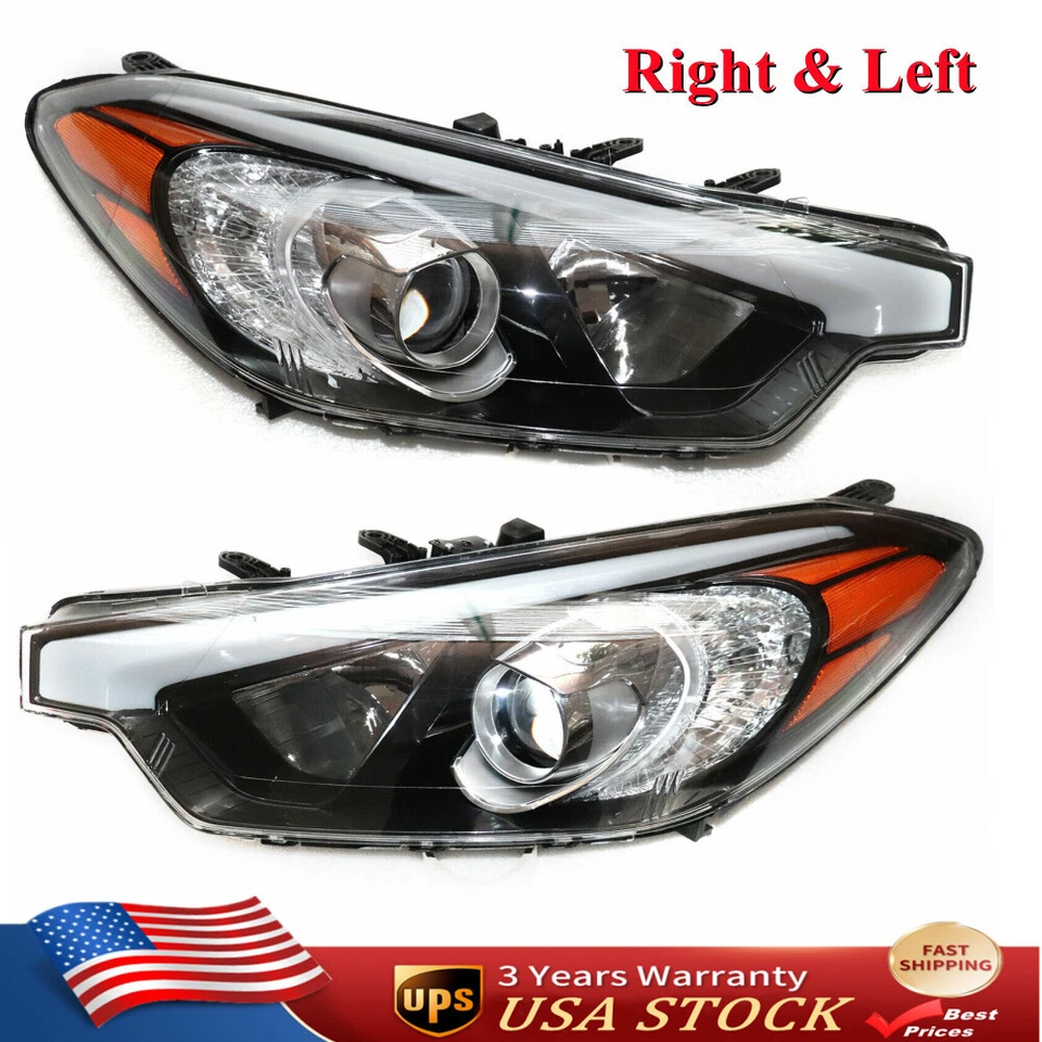 For 2014 2015 2016 KIA Forte Forte5 Halogen Headlights Pair Set Left+Right - Image 2 of 4