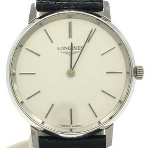 Longines 4115.847 Hand Armbanduhr Uhr Weiß Schwarz Leder SS Unisex Gebraucht