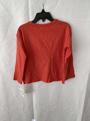 Open Edit Kids Long Sleeve Organic Cotton Shirt Red paprika Size