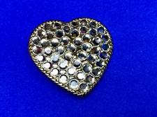 Beautiful Jeweled Rhinestone covered HEART Retro Vintage belt buckle