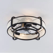 Enclosed Farmhouse Industrial Flush Mount Ceiling Fan for Kitchen Bedroom