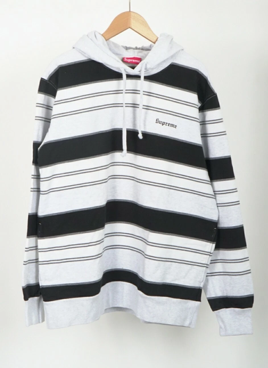 Sweat à capuche à rayures Supreme New York blanc gris noir taille XL 