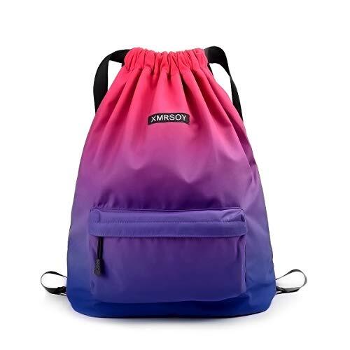 Gym Drawstring Backpack Water Resistant String Bag Nylon Cinch Sport Bag 2