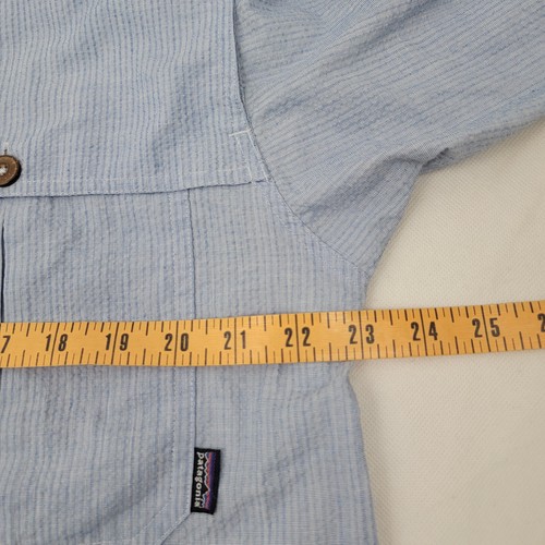 PATAGONIA Mens Sz MEDIUM Shirt BLUE Tropical Flats Vented Hiking 82021 *STAINS - Picture 10 of 18
