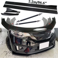 For Honda Fit 2006-20 Front Bumper Lip Spoiler Side+Skirts+Rear+Glossy Black
