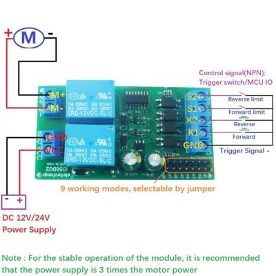 IO56D02 DC 12V 24V Motor Controller Relay Module Forward Reverse Control Board