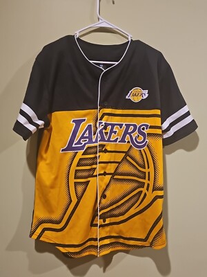 NBA LA Los Angeles Lakers Basketball Baseball Jersey sz M Button