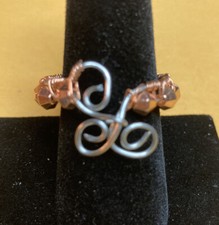 Artsy Copper Color Beaded Ring Sz 8 Handmade