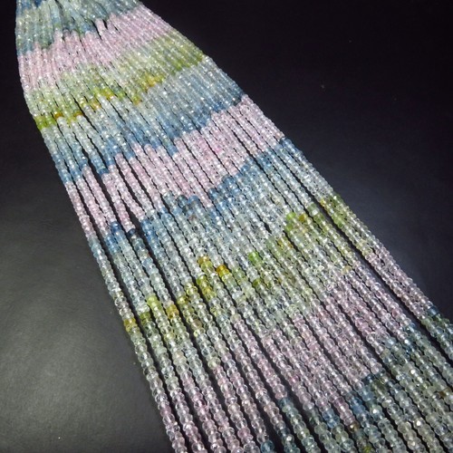 Pretty Natural Multi Aquamarine Rondelle Gems Micro Faceted Beads 4mm 13"Strand - Picture 5 of 9