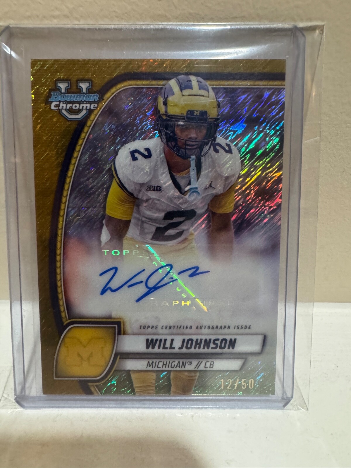 2024 Bowman U Chrome Autographs #PAWJO Will Johnson Gold Shimmer /50 Wolverines