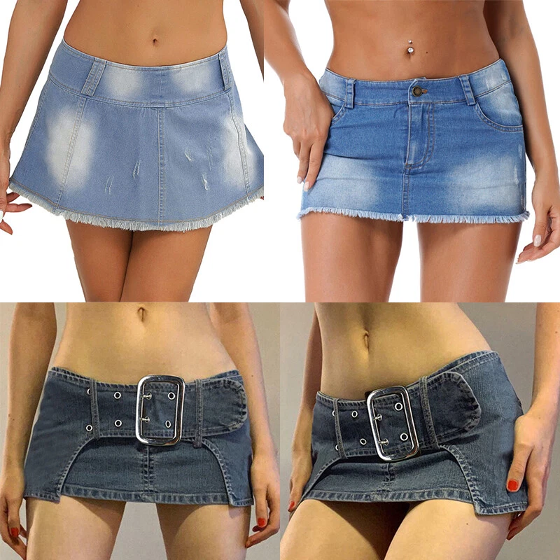 Minigonna jeans vita bassa store