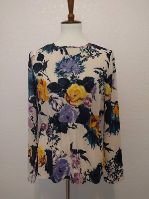 Nordstrom Halogen Cinched Waist Blouse Pink Portland Floral Size