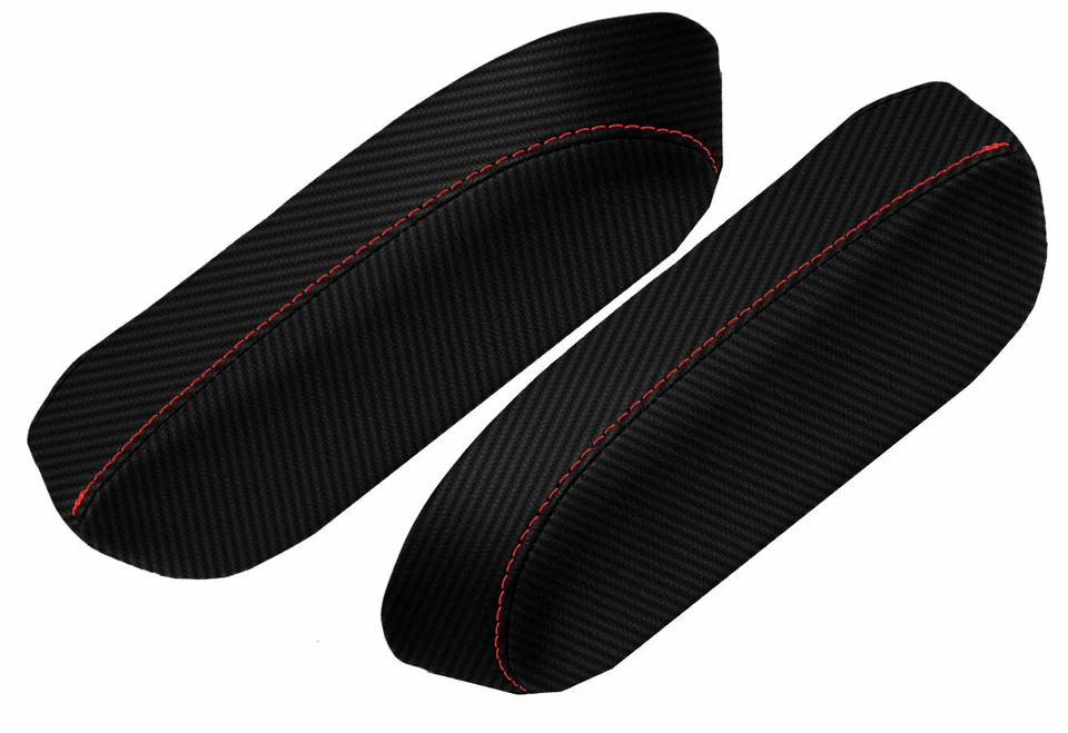 Cubierta de reposabrazos de asiento de fibra de carbono negra y roja para GMC Safari 1985-1994 Foto 3 de 4