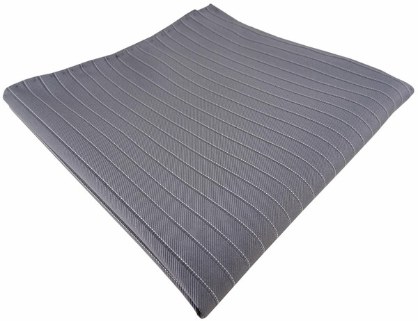 Tigertie Handrolliertes Seideneinstecktuch In Grau Silber Gestreift Gemustert-image